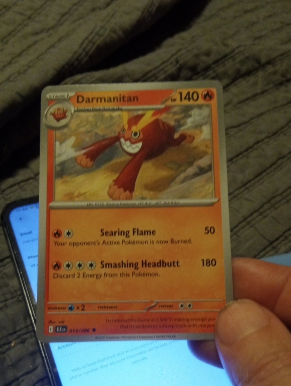 Pokemon Darmanitan Trading Card - Orange